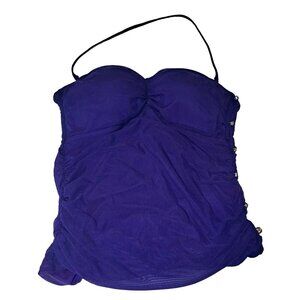 LAUREN Ralph Lauren Womens Blue Size 16 Shirt Built In Bra